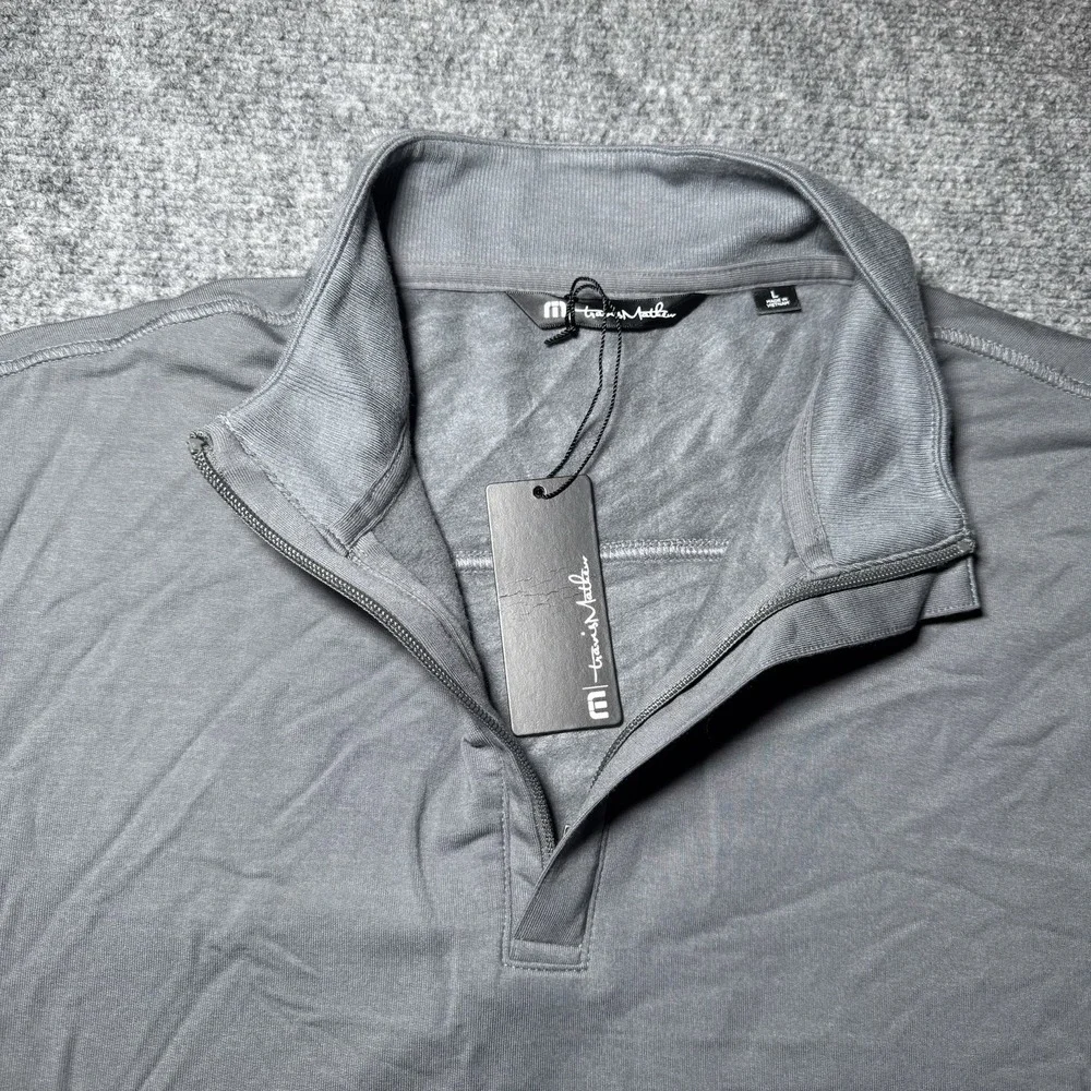 Travis Mathew Newport 1/4 Zip Fleece Mens Large Shade Gray Golf Embroidered NEW - Picture 6 of 14